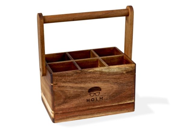 bitz HOLM Utensil holder 6rooms 24.8 x 14.2 x 22.6 cm Acacia wood