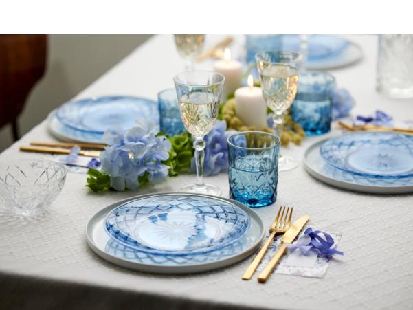Bitz Lyngby Glas Sorrento Glass Plate Dia 21 Cm 4 Pcs Blue