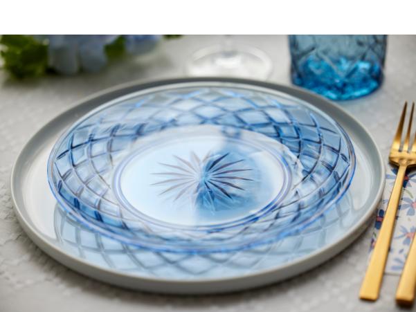 Bitz Lyngby Glas Sorrento Glass Plate Dia 21 Cm 4 Pcs Blue