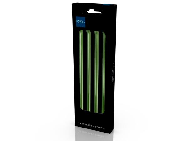 Bitz Lyngby Glas Straw With Bend 21.5 Cm 4 Pcs Green