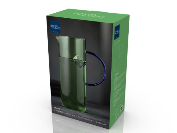 Bitz Lyngby Glas Torino Glass Jug 1.1 Liter Green/Blue
