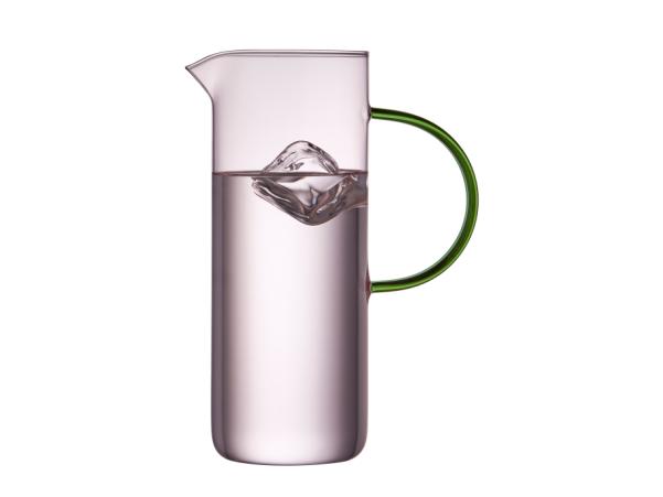 Bitz Lyngby Glas Torino Glass Jug 1.1 Liter Pink/Green