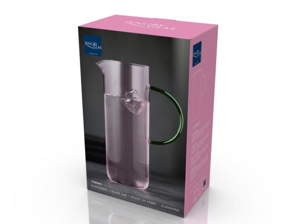 Bitz Lyngby Glas Torino Glass Jug 1.1 Liter Pink/Green