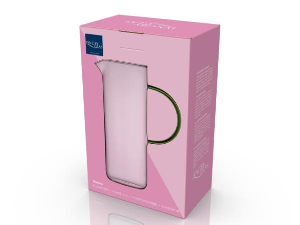Bitz Lyngby Glas Torino Glass Jug 1.1 Liter Pink/Green