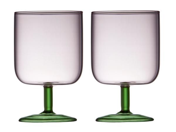 bitz Lyngby Glas Torino Wine glass 30 cl 2 pcs Pink/Green