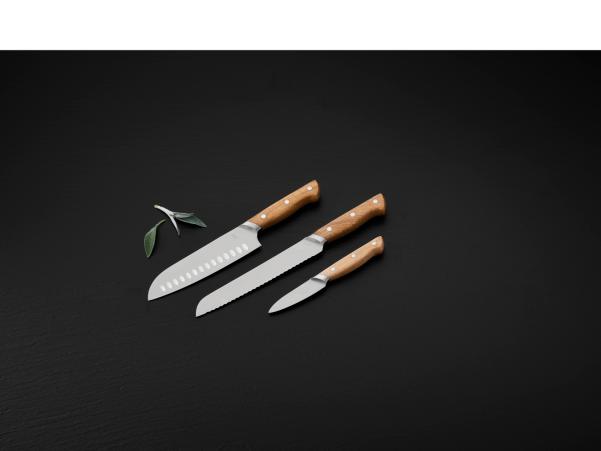 Bitz Morsø Foresta Knife Set 3 Parts Oak/Stainless Steel
