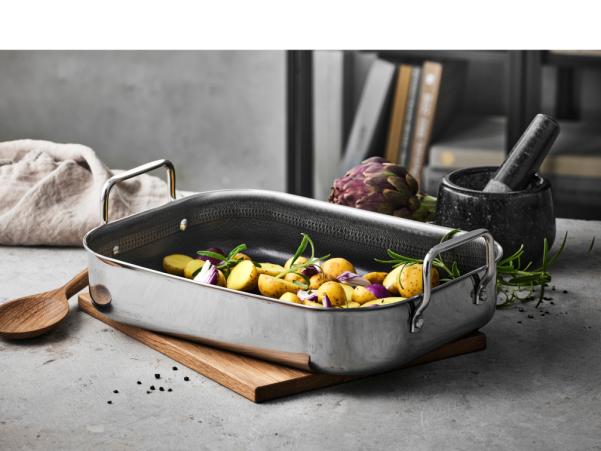 Bitz Pillivuyt Gourmet Paillon Hybrid Roasting Dish 39 X 26.5 X 10.6 Cm Silver Metallic