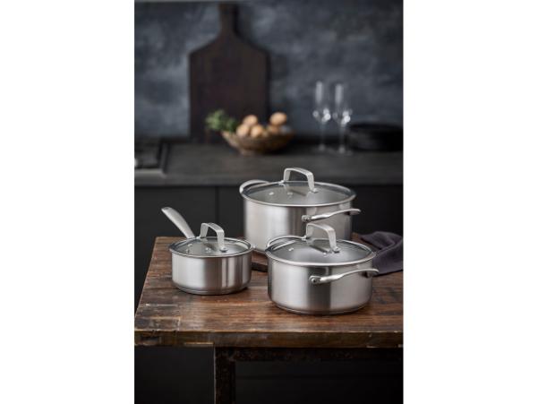 Bitz Pillivuyt Gourmet Roya Saucepan With Glass Lid Dia 16 Cm 1.5 Liter Steel