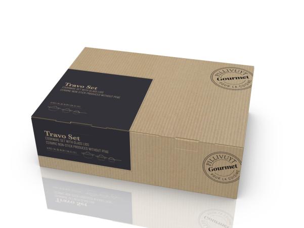 Bitz Pillivuyt Gourmet Travo Cookware Set With Glass Lid 6 Parts Black