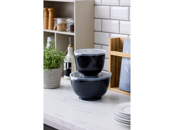 Bitz Rosti NEW Margrethe Mixing Bowl Set 4 Parts 1.5 + 3 Liter Carbon Black