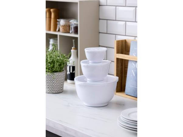 Bitz Rosti NEW Margrethe Mixing Bowl Set 6 Parts 0.25 + 0.75 + 3 Liter White