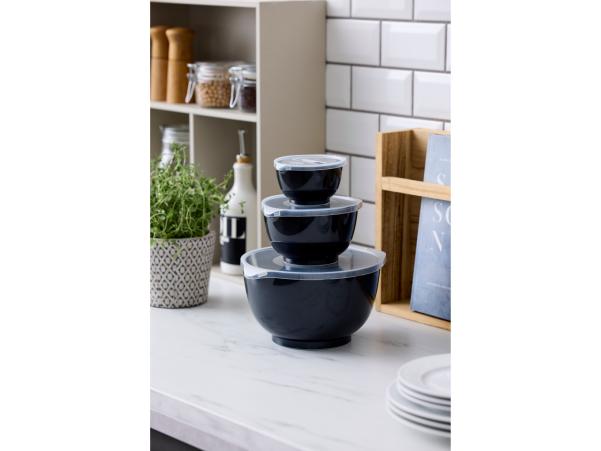 Bitz Rosti NEW Margrethe Mixing Bowl Set 6 Parts 0.25 + 0.75 + 3 Liter Carbon Black