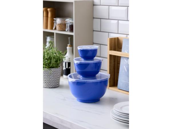 Bitz Rosti NEW Margrethe Mixing Bowl Set 6 Parts 0.25 + 0.75 + 3 Liter Electric Blue