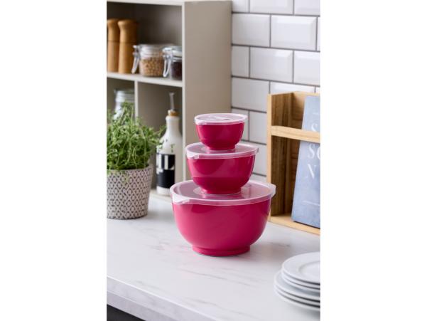 Bitz Rosti NEW Margrethe Mixing Bowl Set 6 Parts 0.25 + 0.75 + 3 Liter Beetroot