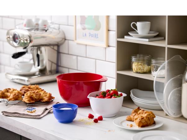 Bitz Rosti NEW Margrethe Mixing Bowl Set 6 Parts 0.25 + 0.75 + 3 Liter French Set Red/White/Blue