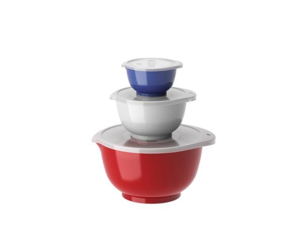 bitz Rosti NEW Margrethe Mixing bowl set 6 parts 0.25 + 0.75 + 3 liter French set Red/White/Blue
