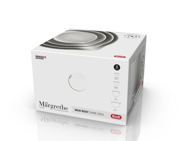 Bitz Rosti NEW Margrethe Mixing Bowl Set 8 Parts 0.25 + 0.5 + 1.5 + 3 Liter White