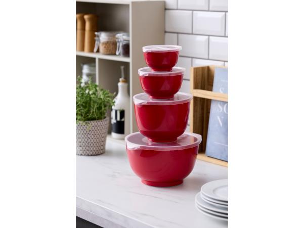 Bitz Rosti NEW Margrethe Mixing Bowl Set 8 Parts 0.25 + 0.5 + 1.5 + 3 Liter Red