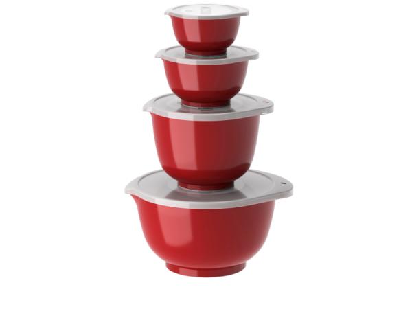 bitz Rosti NEW Margrethe Mixing bowl set 8 parts 0.25 + 0.5 + 1.5 + 3 liter Red