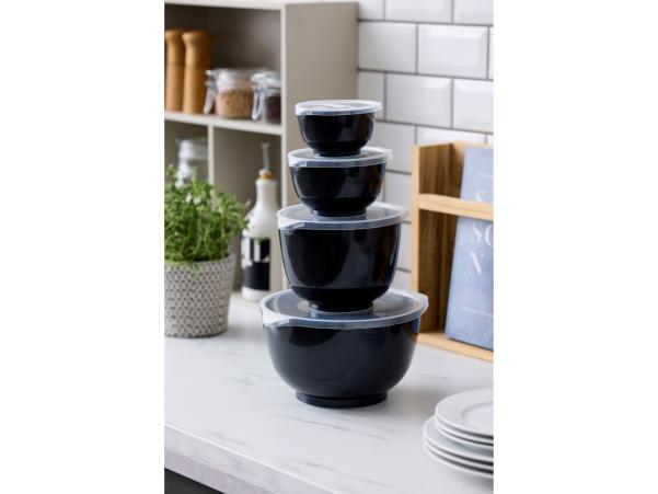 Bitz Rosti NEW Margrethe Mixing Bowl Set 8 Parts 0.25 + 0.5 + 1.5 + 3 Liter Carbon Black