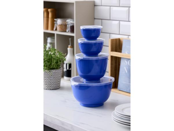 Bitz Rosti NEW Margrethe Mixing Bowl Set 8 Parts 0.25 + 0.5 + 1.5 + 3 Liter Electric Blue