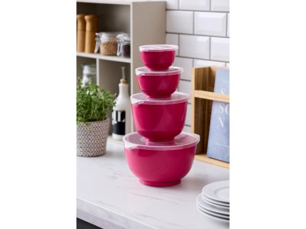 Bitz Rosti NEW Margrethe Mixing Bowl Set 8 Parts 0.25 + 0.5 + 1.5 + 3 Liter Beetroot