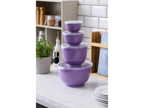 Bitz Rosti NEW Margrethe Mixing Bowl Set 8 Parts 0.25 + 0.5 + 1.5 + 3 Liter Lavender