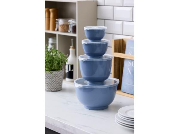 Bitz Rosti NEW Margrethe Mixing Bowl Set 8 Parts 0.25 + 0.5 + 1.5 + 3 Liter Dusty Blue