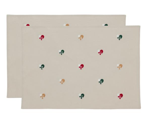 bitz Södahl Christmas Hearts Embroidery Placemat 33 x 48 cm 2 pcs Red