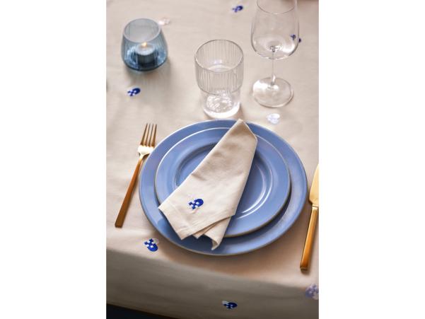 Bitz Södahl Christmas Hearts Embroidery Tablecloth 140 X 270 Cm Blue