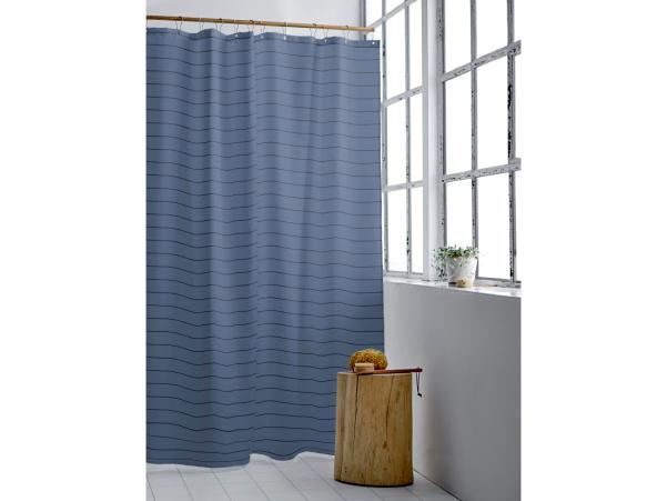 Bitz Södahl Line Shower Curtain 180 X 200 Cm Sky Blue