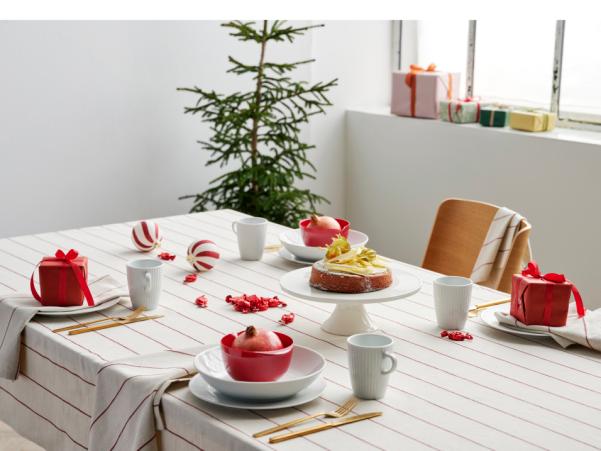 Bitz Södahl Line Tablecloth 140 X 270 Cm Offwhite/Red