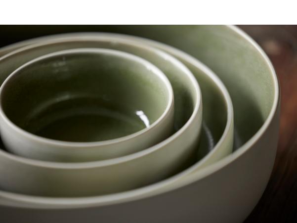Bitz Studio Round North Bowl Dia 11 Cm Matte White/Shiny Moss