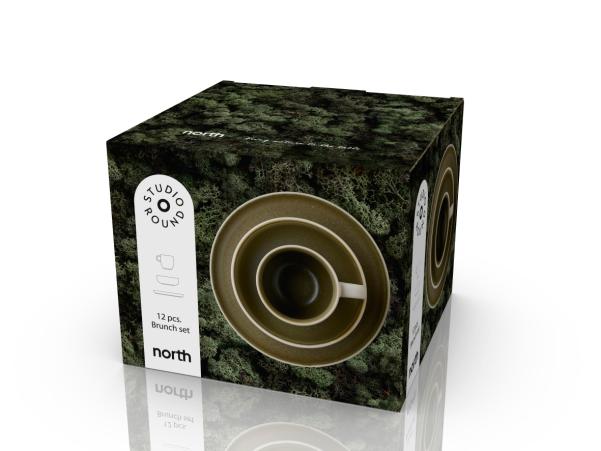 Bitz Studio Round North Brunch Set 12 Pcs Matte White/Matte Moss