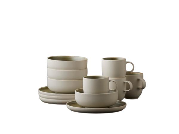 bitz Studio Round North Brunch set 12 pcs Matte white/Matte moss