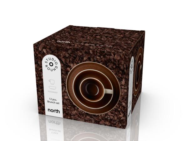 Bitz Studio Round North Brunch Set 12 Pcs Matte White/Matte Bark