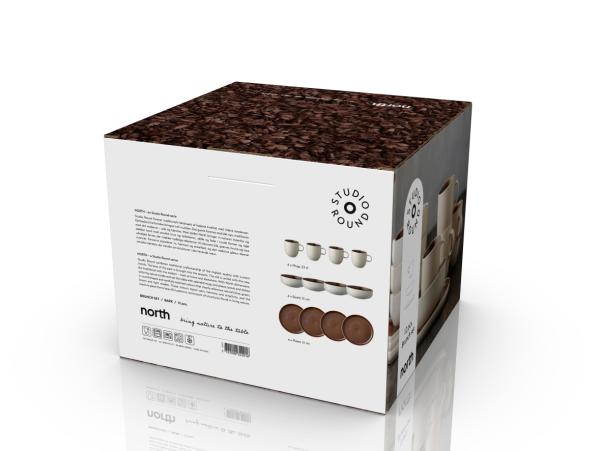 Bitz Studio Round North Brunch Set 12 Pcs Matte White/Matte Bark
