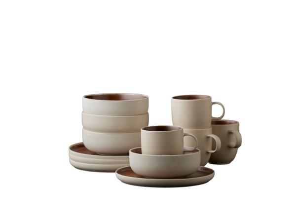 bitz Studio Round North Brunch set 12 pcs Matte white/Matte bark