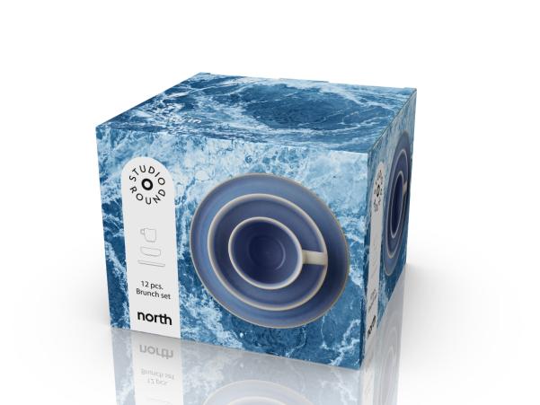 Bitz Studio Round North Brunch Set 12 Pcs Matte White/Shiny River