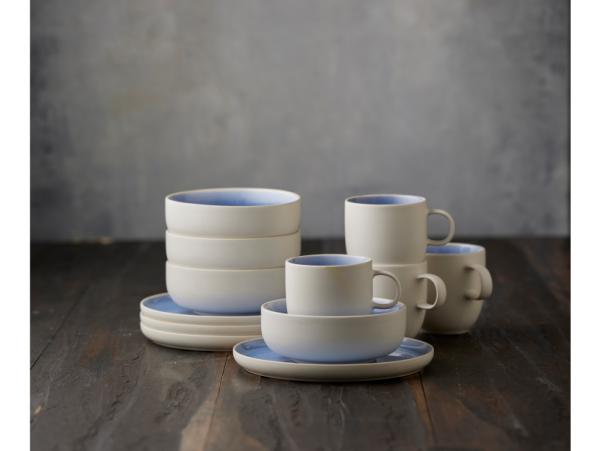 Bitz Studio Round North Brunch Set 12 Pcs Matte White/Shiny River