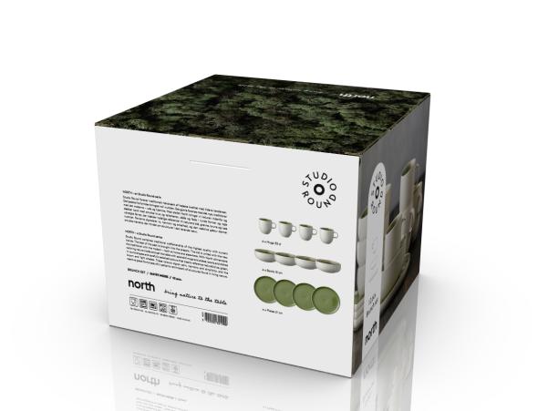 Bitz Studio Round North Brunch Set 12 Pcs Matte White/Shiny Moss