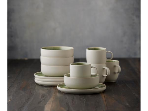 Bitz Studio Round North Brunch Set 12 Pcs Matte White/Shiny Moss