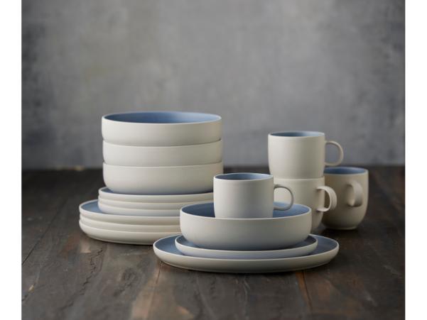 Bitz Studio Round North Dinnerware Set 16 Pcs Matte White/Matte River