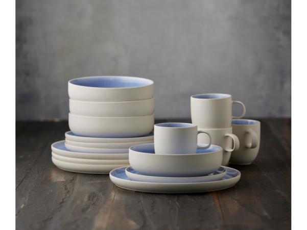 Bitz Studio Round North Dinnerware Set 16 Pcs Matte White/Shiny River
