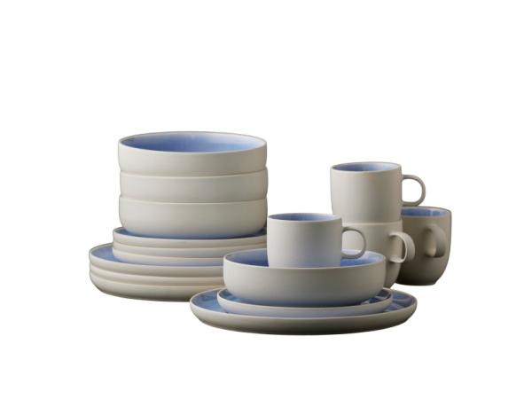 bitz Studio Round North Dinnerware set 16 pcs Matte white/Shiny river