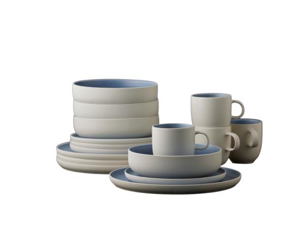 bitz Studio Round North Dinnerware set 16 pcs Matte white/Matte river