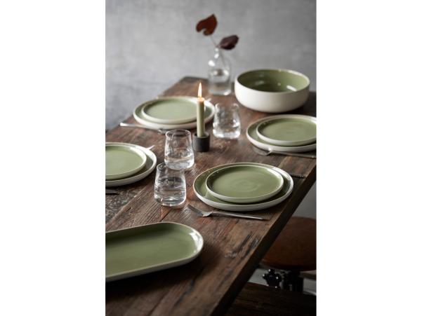 Bitz Studio Round North Lunch Plate Dia 21 Cm Matte White/Shiny Moss