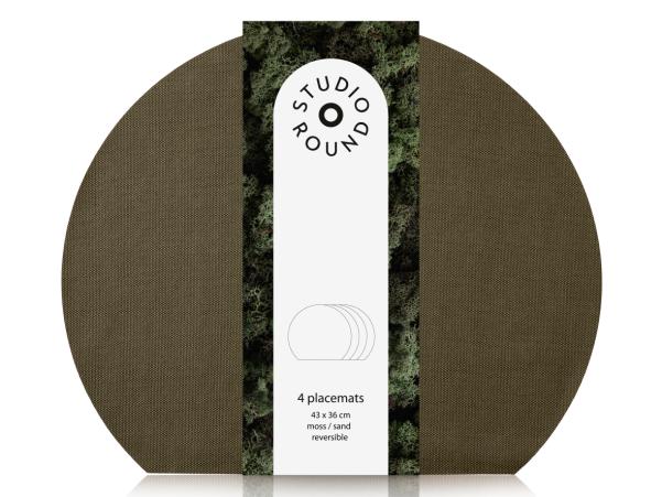 Bitz Studio Round Placemats 4 Pcs. 43 X 36 Cm Moss/Sand