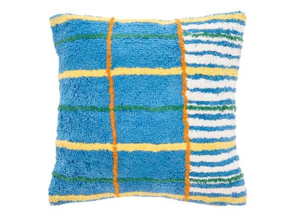 bitz Villa Collection Dynamic Cushion 45 x 45 cm Blue/Yellow/Offwhite/Green