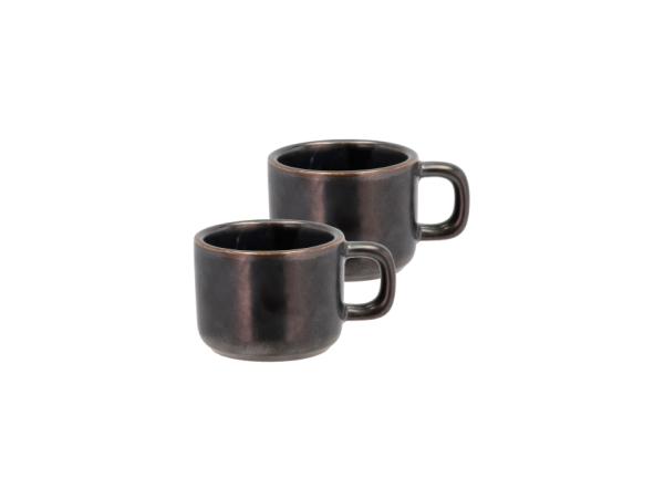 bitz Villa Collection Fjord Espresso cup 8.8 x 6 x 4.9 cm 0 1 liter 2 pcs Black metallic